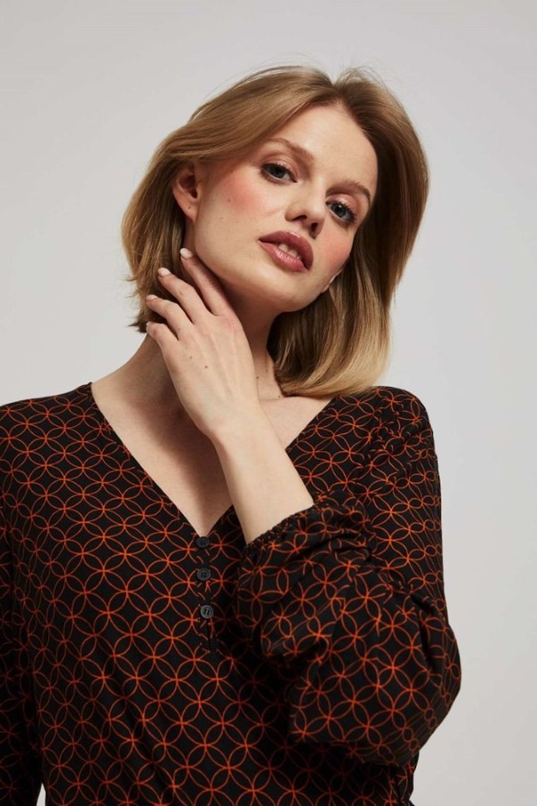 Bluzka damska z długim rękawem, czarna, Moodo