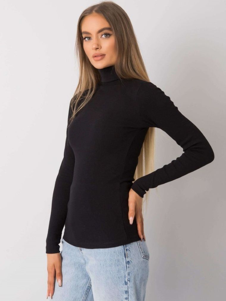 Bluzka damska z długim rękawem, czarna, Rue Paris