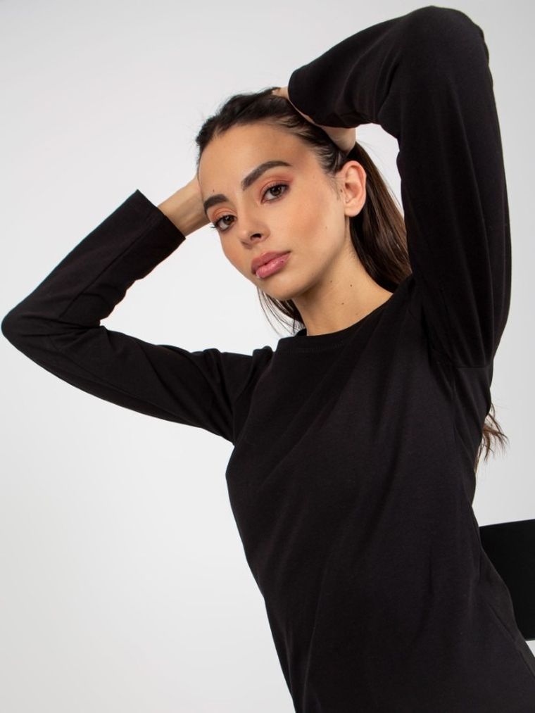 Bluzka damska z długim rękawem, czarna, Vikki