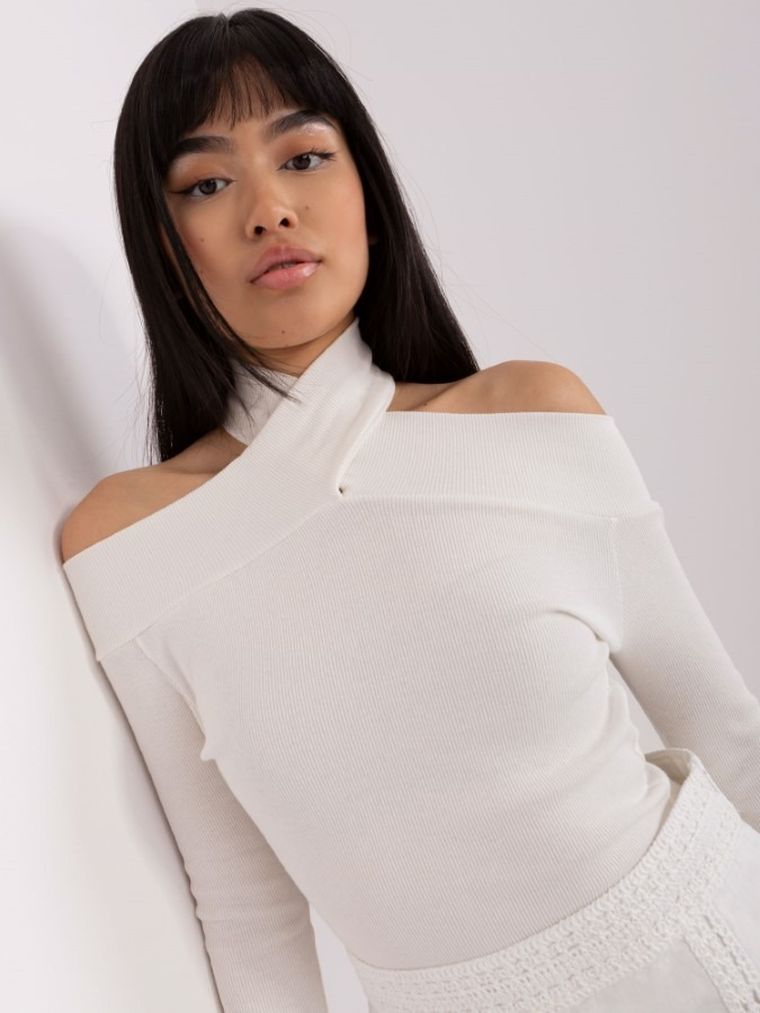 Bluzka damska z długim rękawem, ecru, Lily Rose