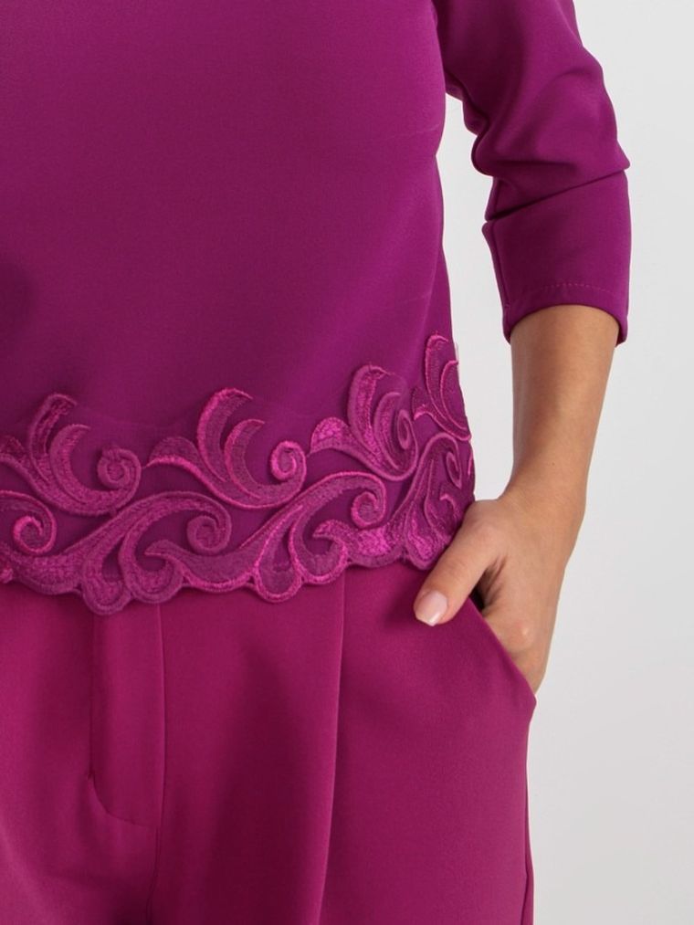 Bluzka damska z długim rękawem, fioletowa, Lakerta