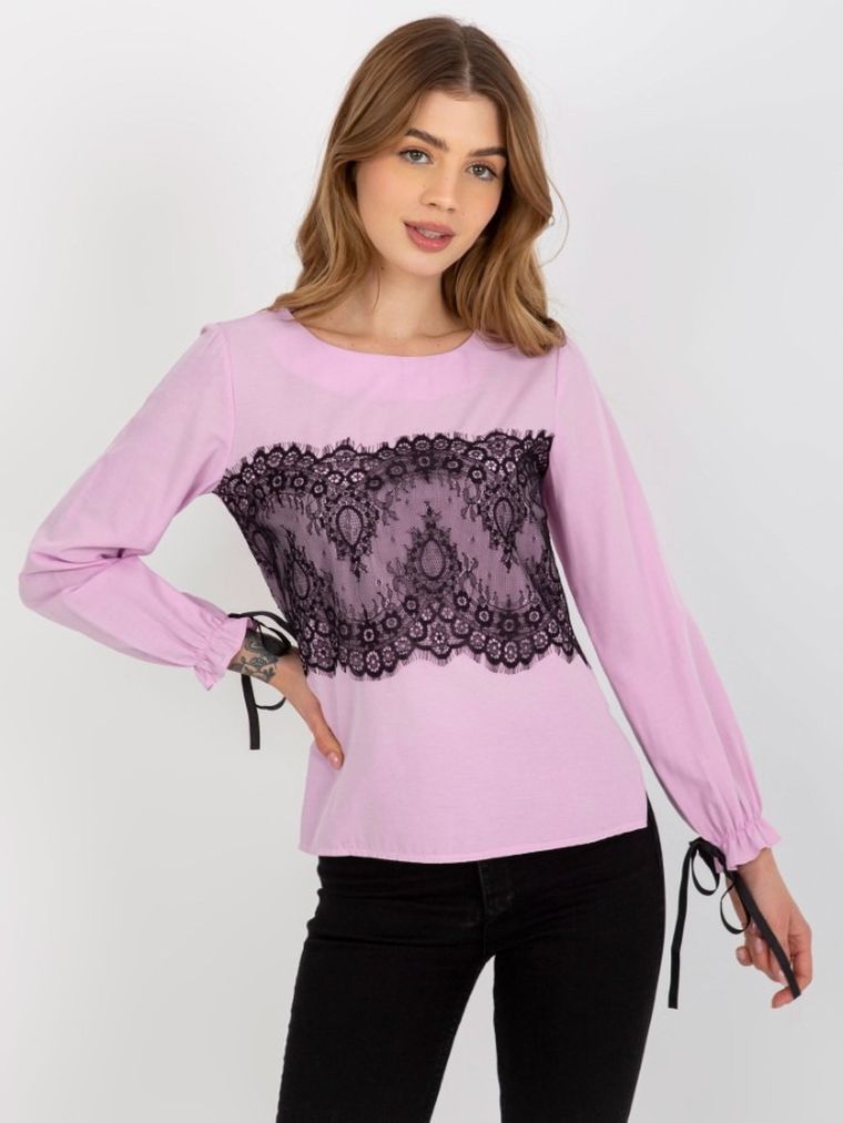 Bluzka damska z długim rękawem, fioletowa, Lakerta