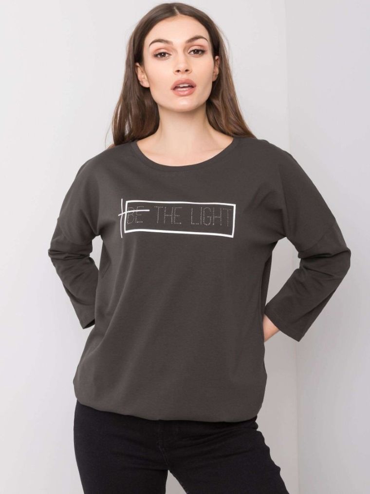 Bluzka damska z długim rękawem, khaki, Relevance