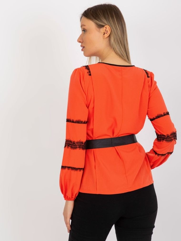 Bluzka damska z długim rękawem, pomarańczowa, Lakerta