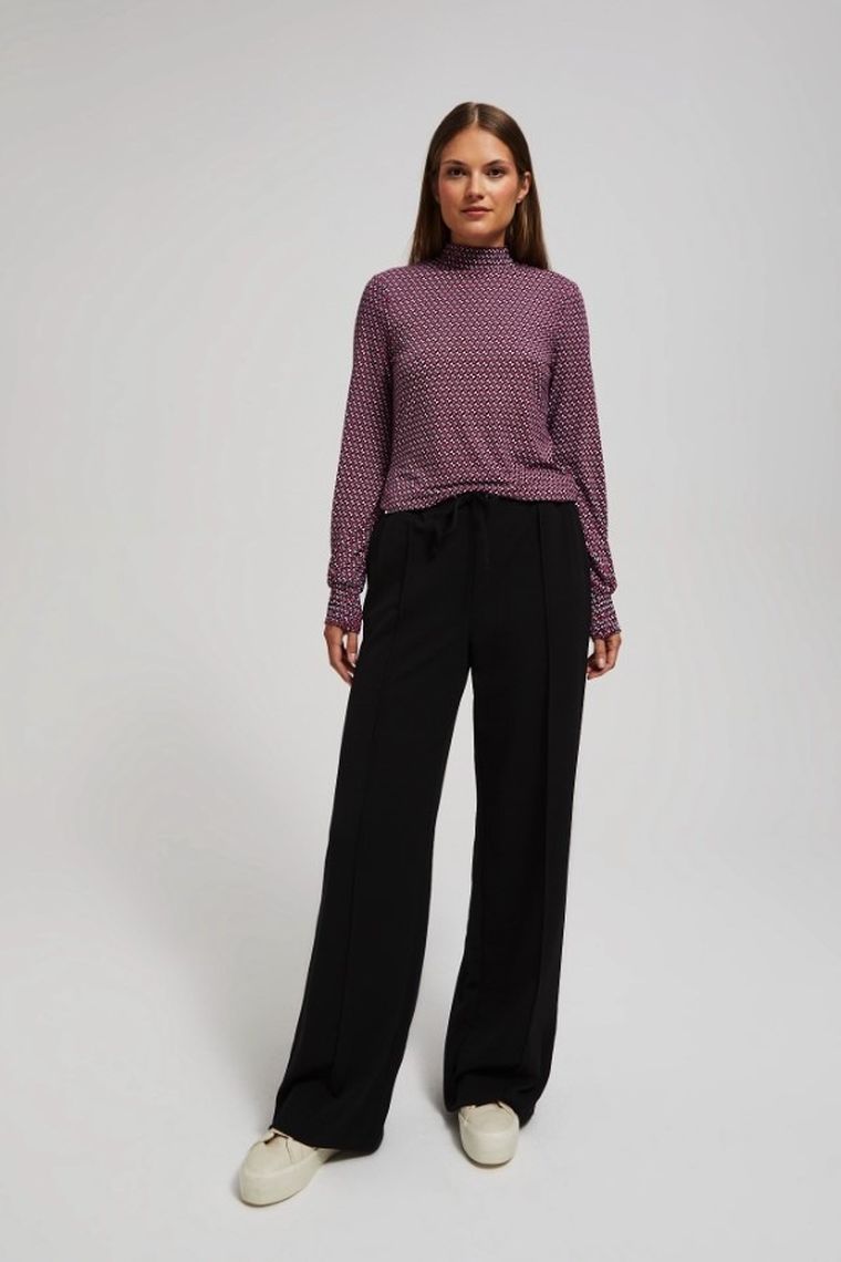 Bluzka damska z długim rękawem, różowa, Moodo