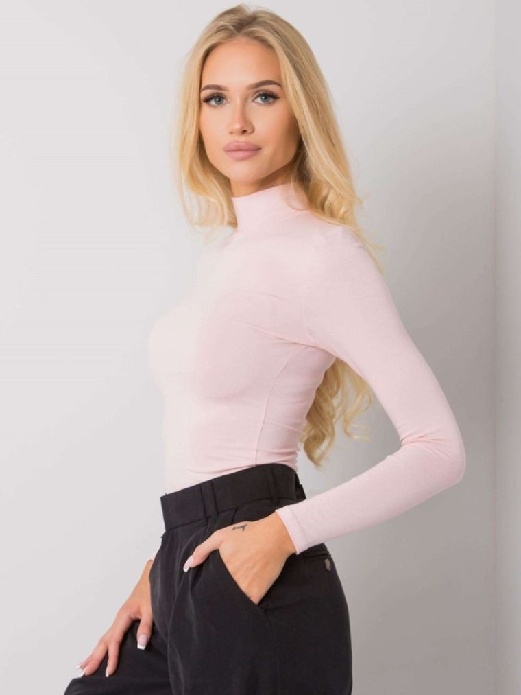 Bluzka damska z długim rękawem, różowa, Rue Paris