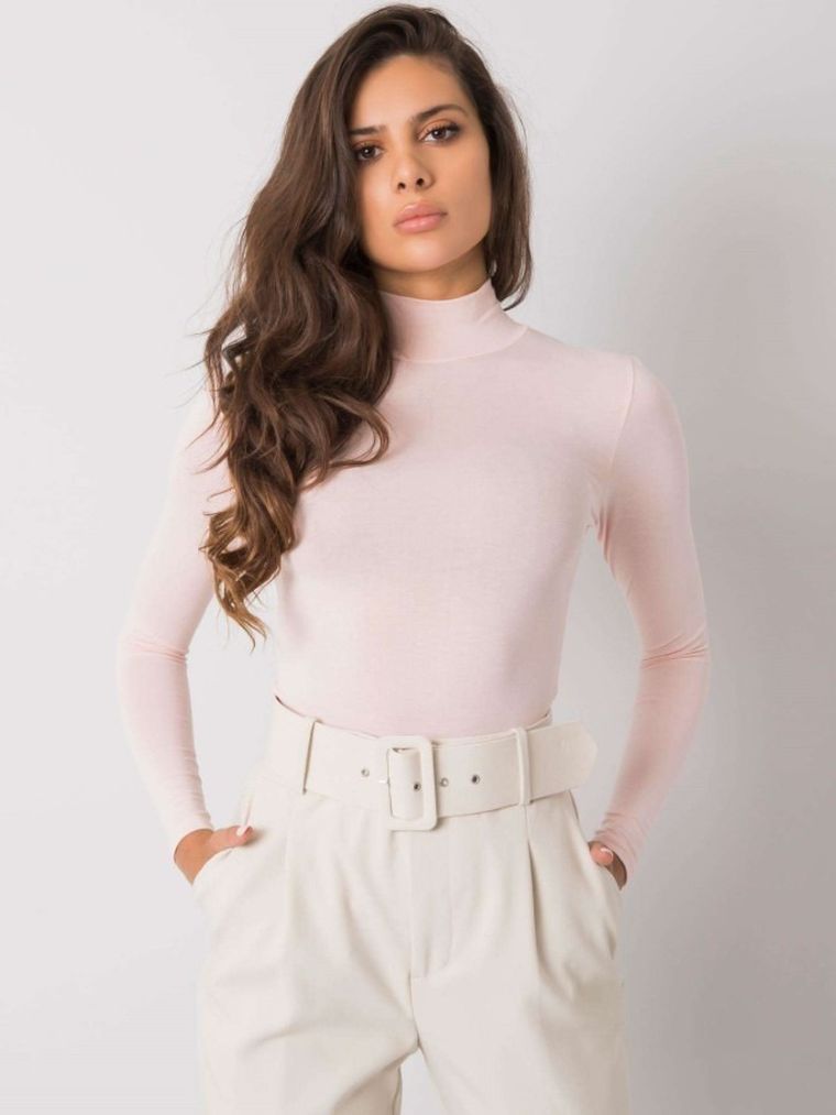 Bluzka damska z długim rękawem, różowa, Rue Paris