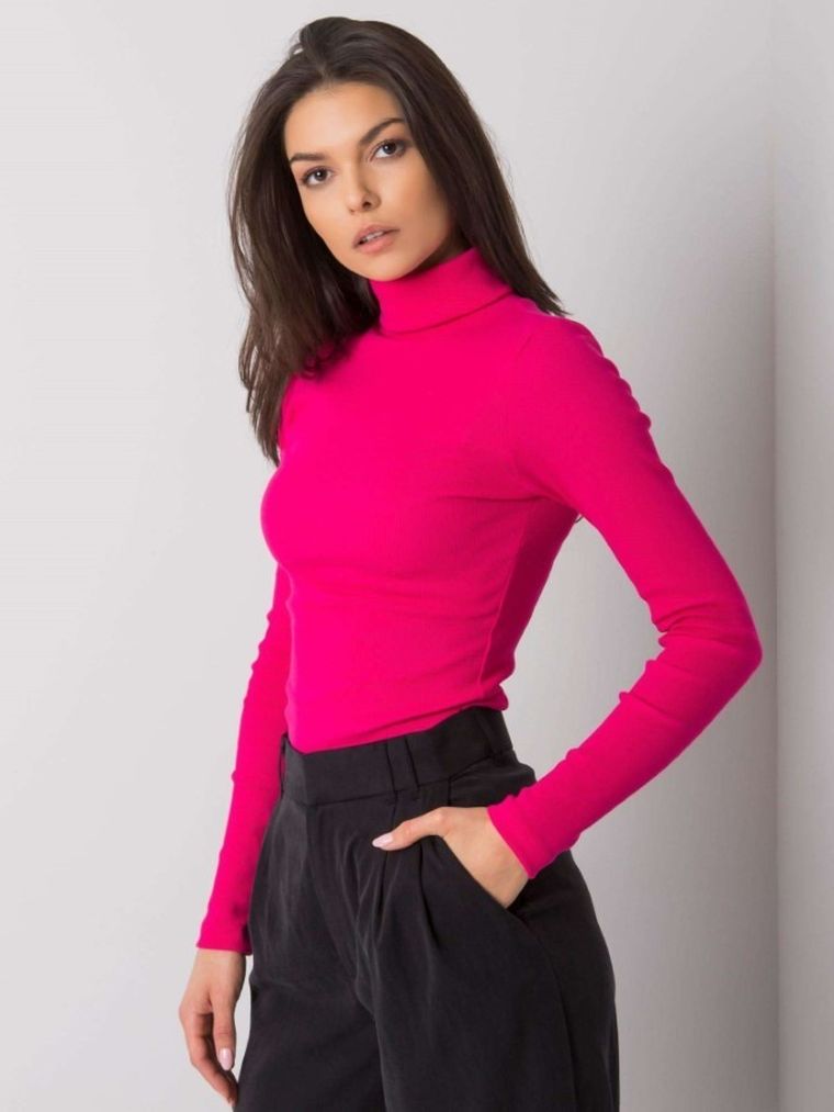 Bluzka damska z długim rękawem, różowa, Rue Paris