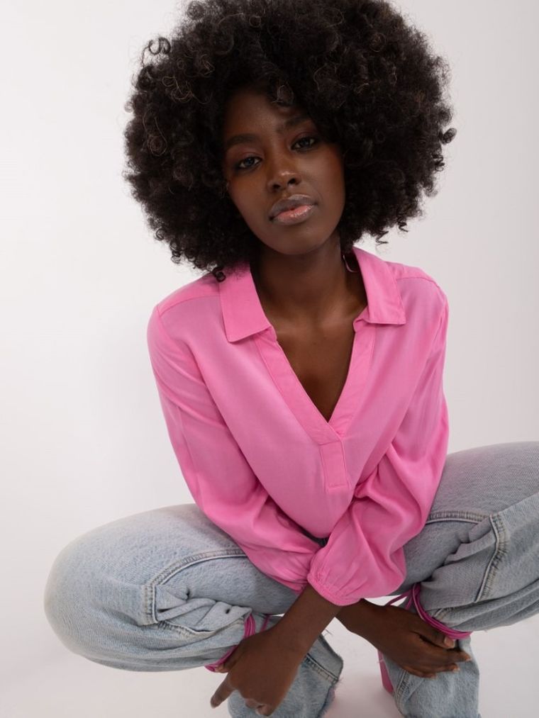 Bluzka damska z długim rękawem, różowa, Sublevel