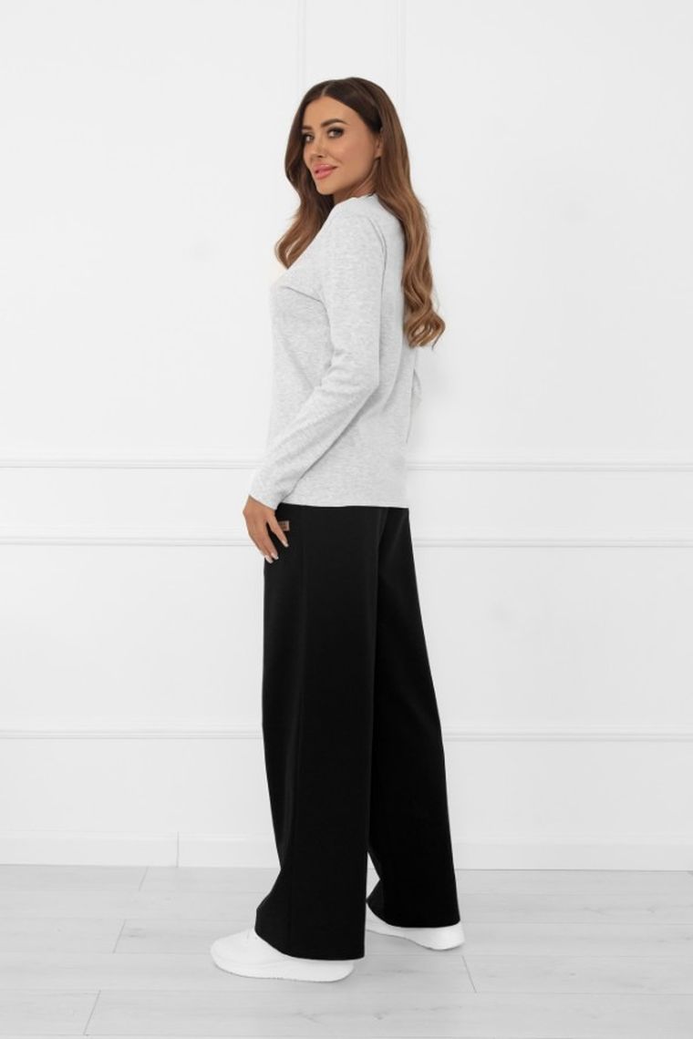 Bluzka damska z długim rękawem, szara, Italian Fashion