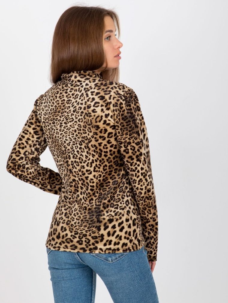 Bluzka damska z długim rękawem, welurowa, mix, Rue Paris