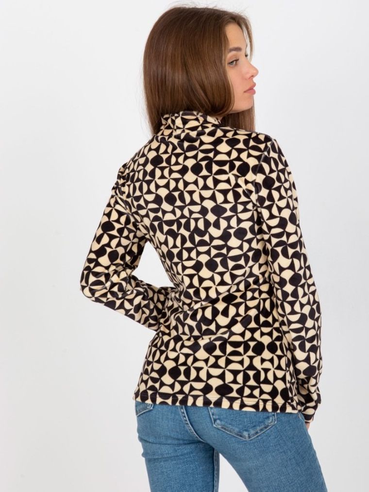 Bluzka damska z długim rękawem, welurowa, mix, Rue Paris