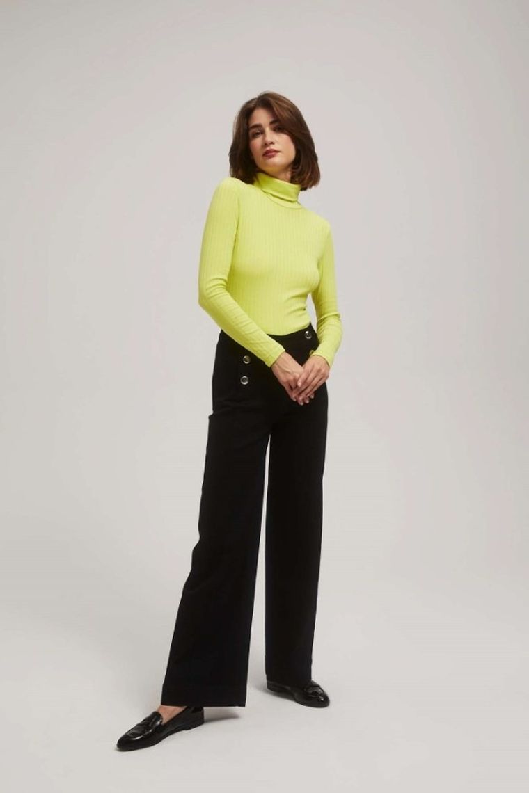 Bluzka damska z długim rękawem, zielona, Moodo