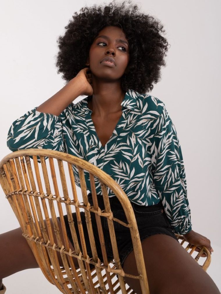 Bluzka damska z długim rękawem, zielona, Sublevel