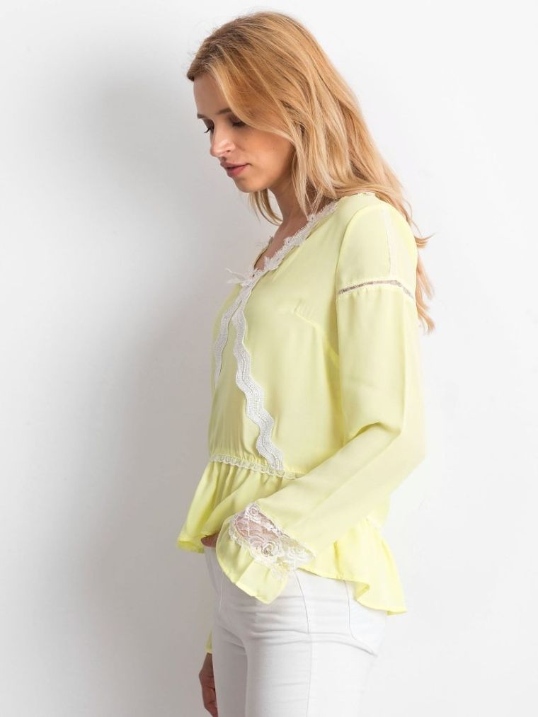 Bluzka damska z długim rękawem, żółta, Italy Moda