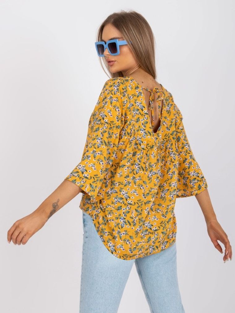 Bluzka damska z długim rękawem, żółta, Zuluna