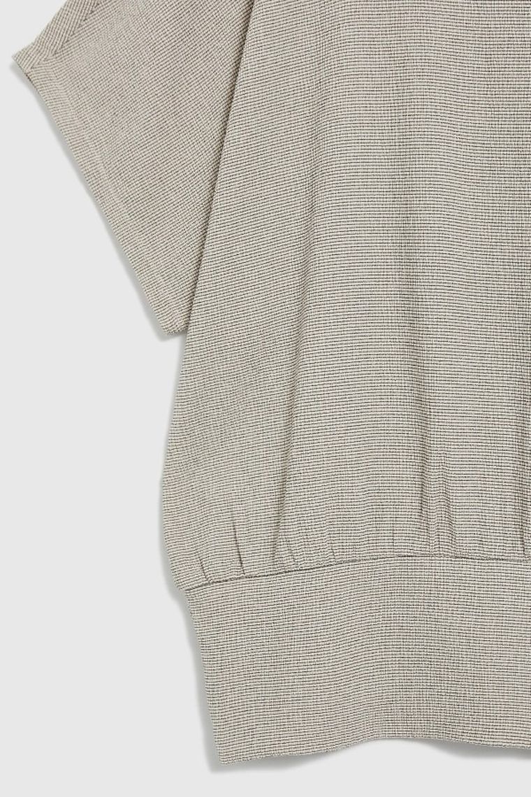 Bluzka damska z krótkim rękawem, beżowa, Moodo