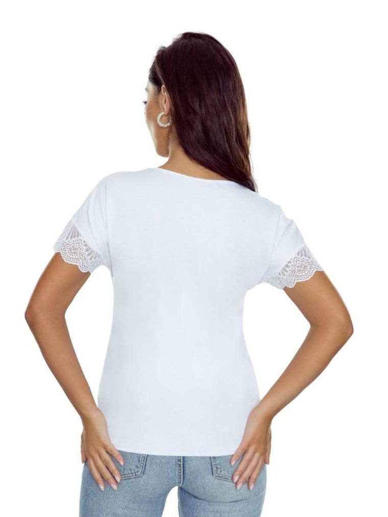 Bluzka damska z krótkim rękawem, biała, Galatea, Eldar