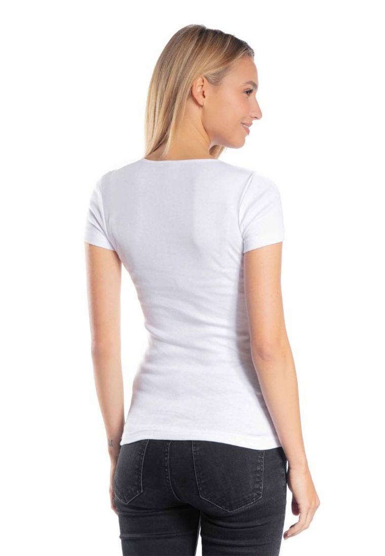 Bluzka damska z krótkim rękawem, biała, Golden Queen