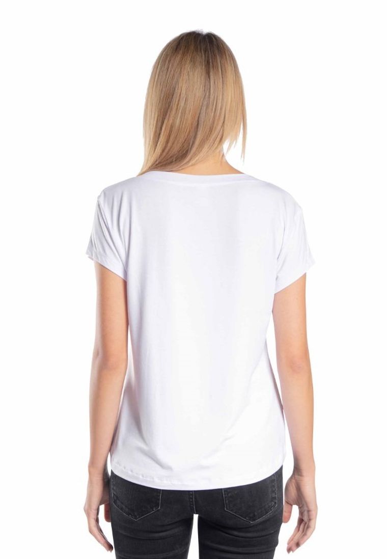 Bluzka damska z krótkim rękawem, biała, Golden Queen