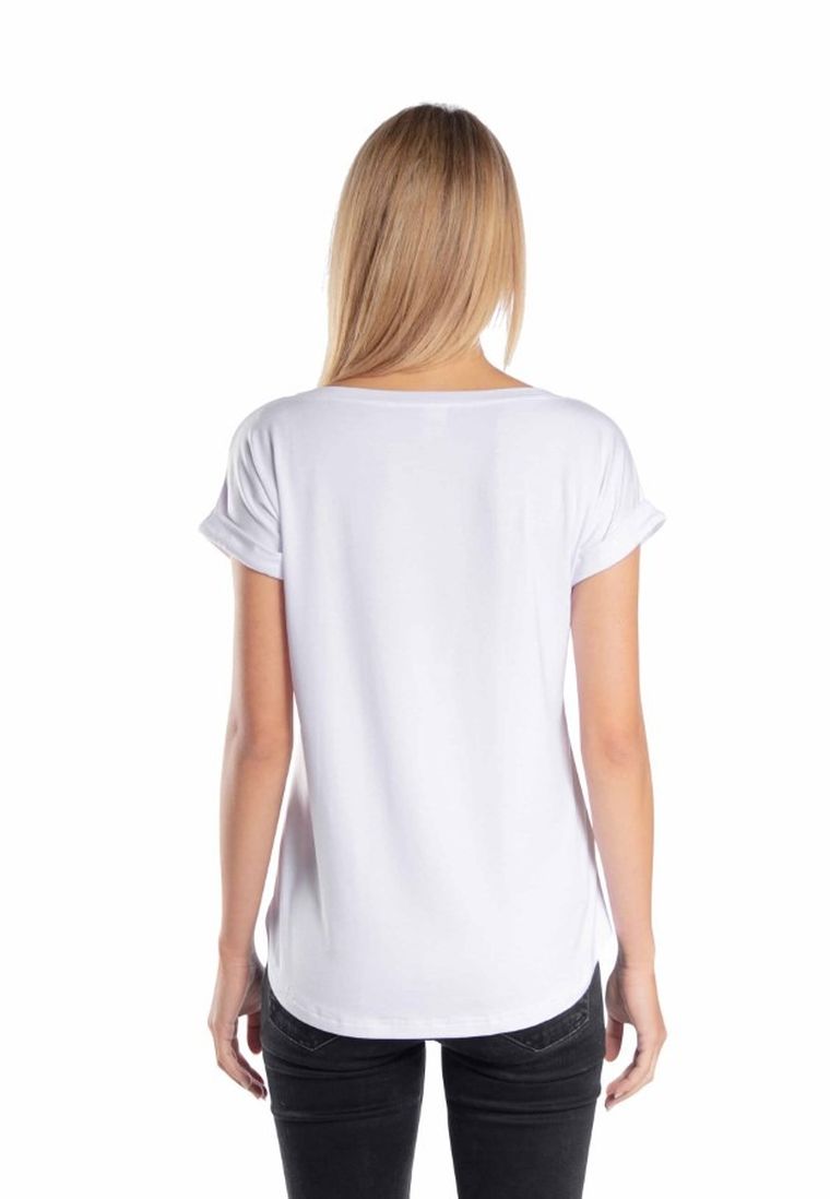 Bluzka damska z krótkim rękawem, biała, Golden Queen