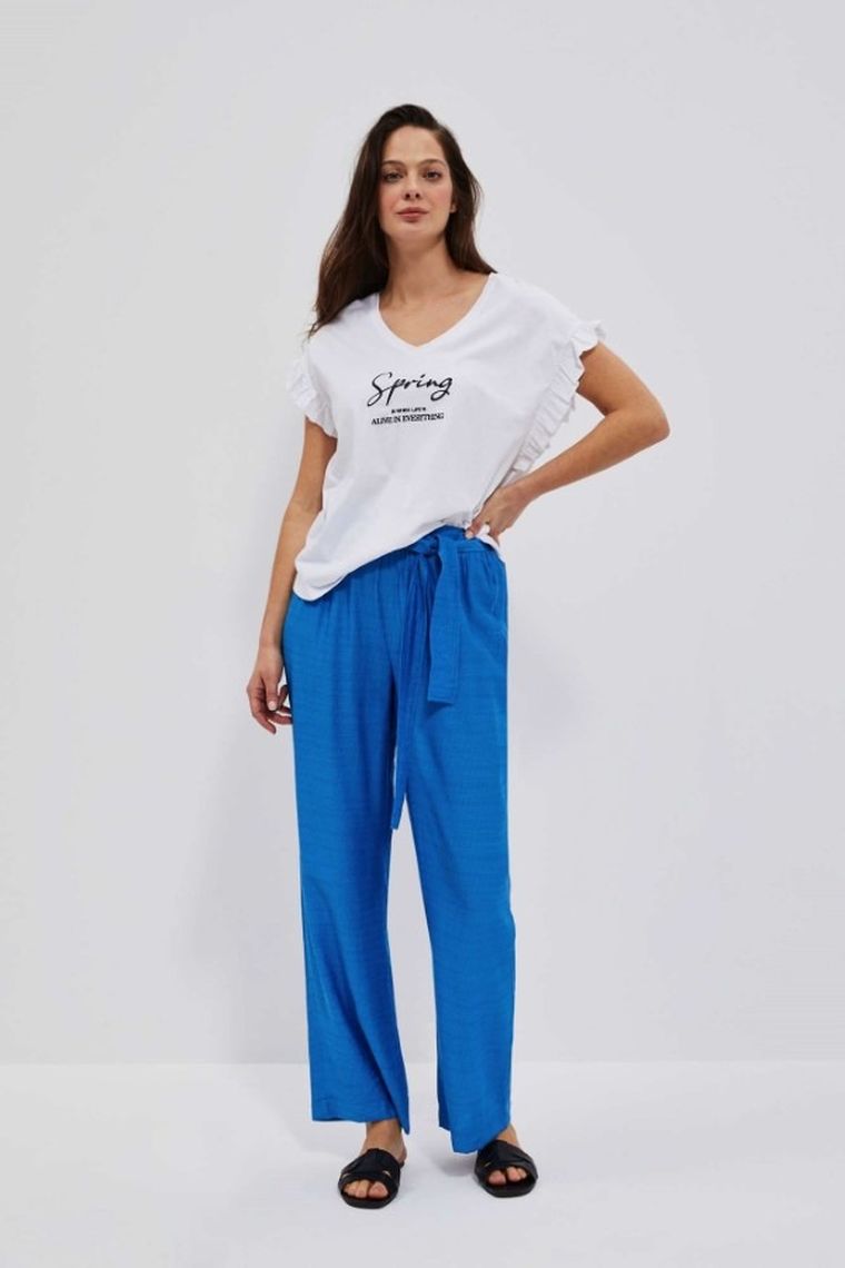 Bluzka damska z krótkim rękawem, biała, Moodo