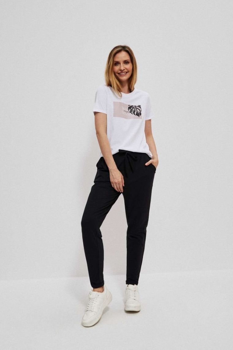 Bluzka damska z krótkim rękawem, biała, Moodo