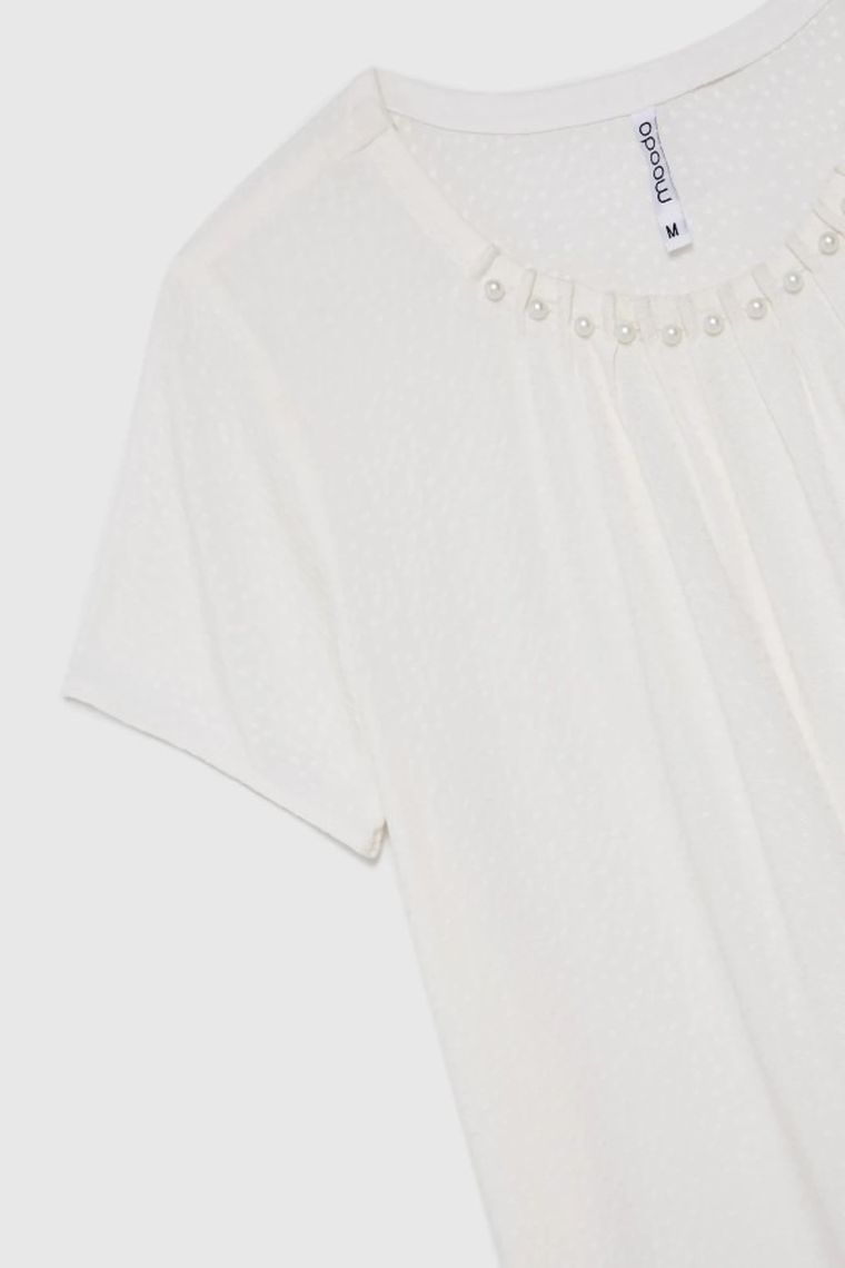 Bluzka damska z krótkim rękawem, biała, Moodo