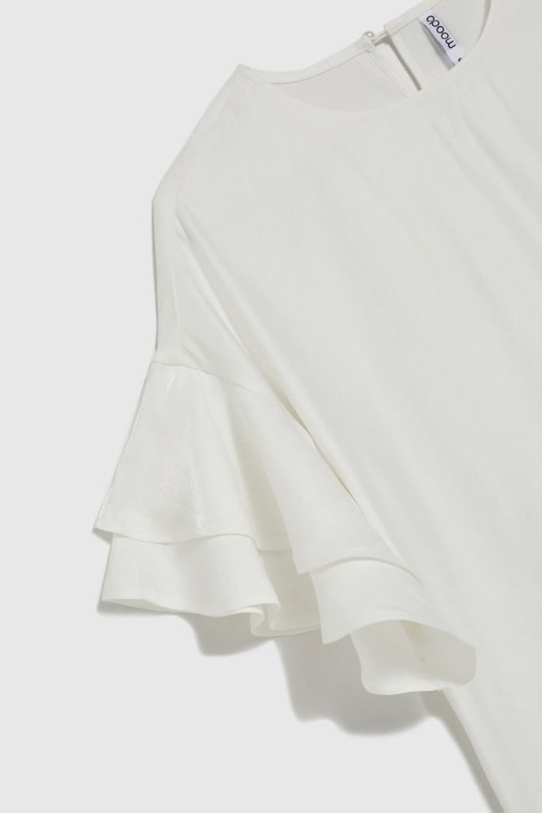 Bluzka damska z krótkim rękawem, biała, Moodo