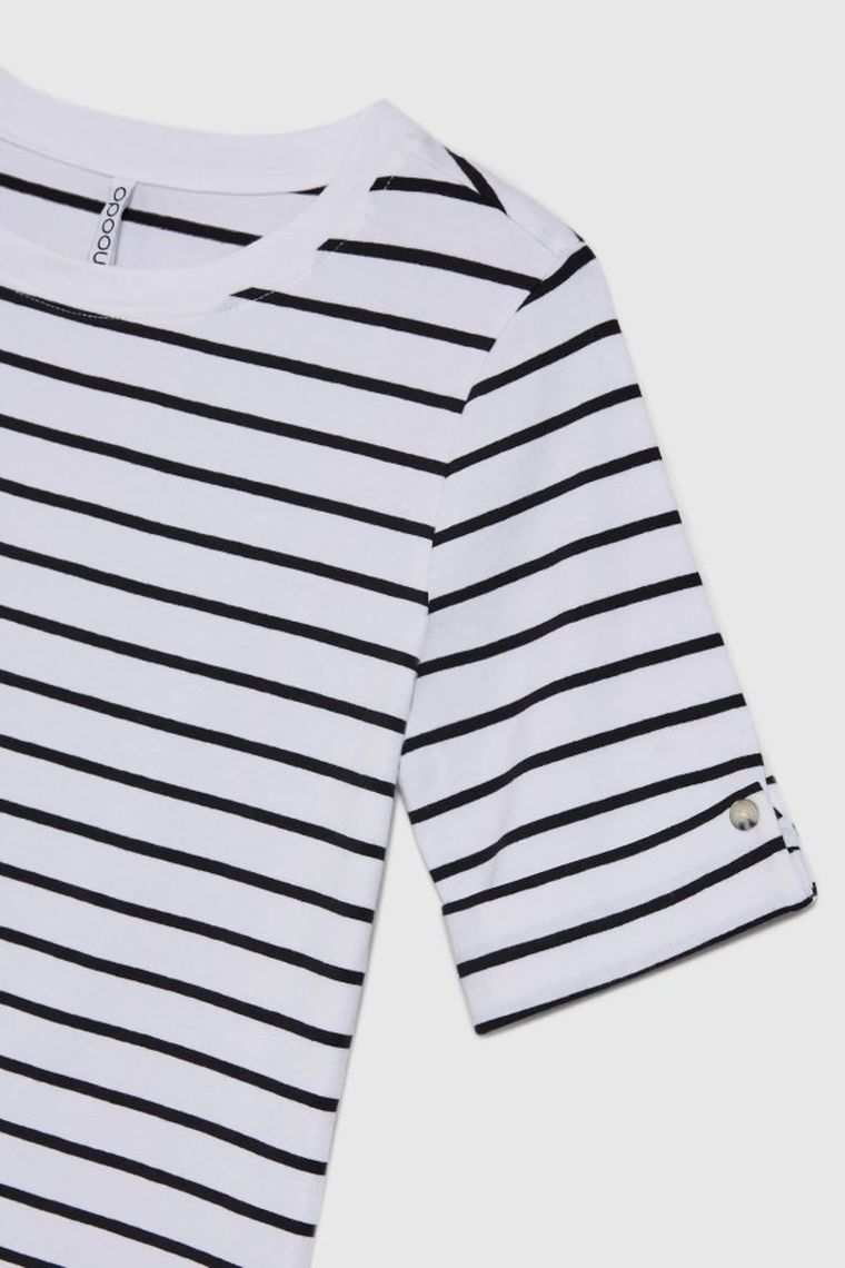 Bluzka damska z krótkim rękawem, biała, Moodo