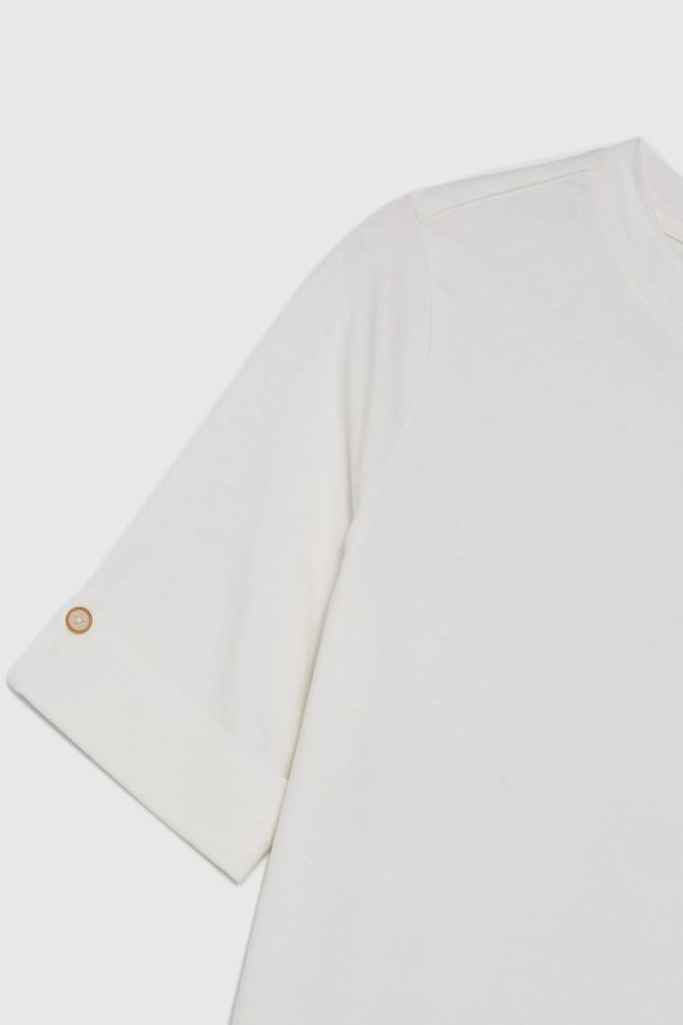 Bluzka damska z krótkim rękawem, biała, Moodo