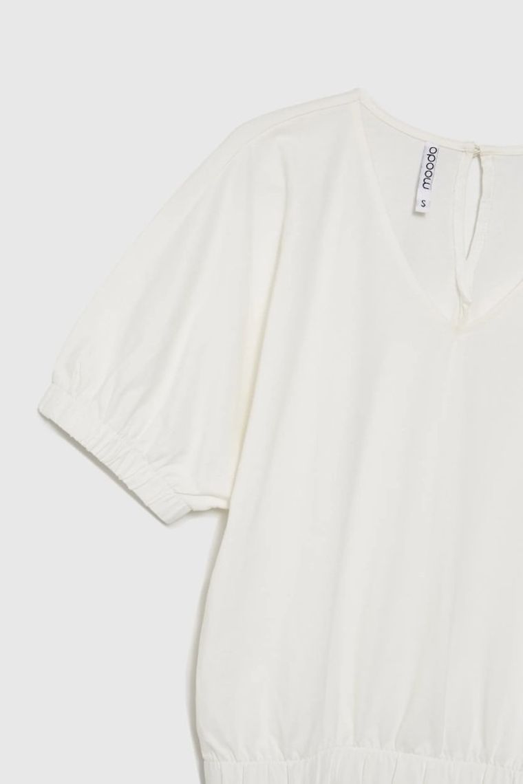 Bluzka damska z krótkim rękawem, biała, Moodo