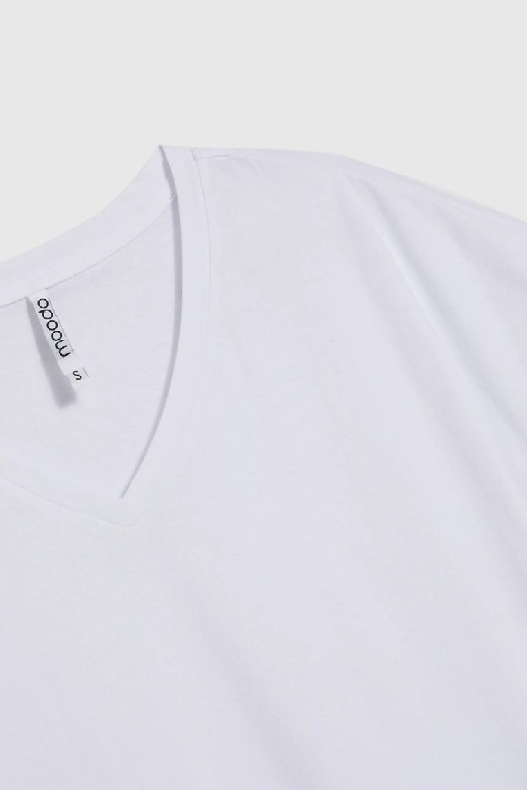 Bluzka damska z krótkim rękawem, biała, Moodo