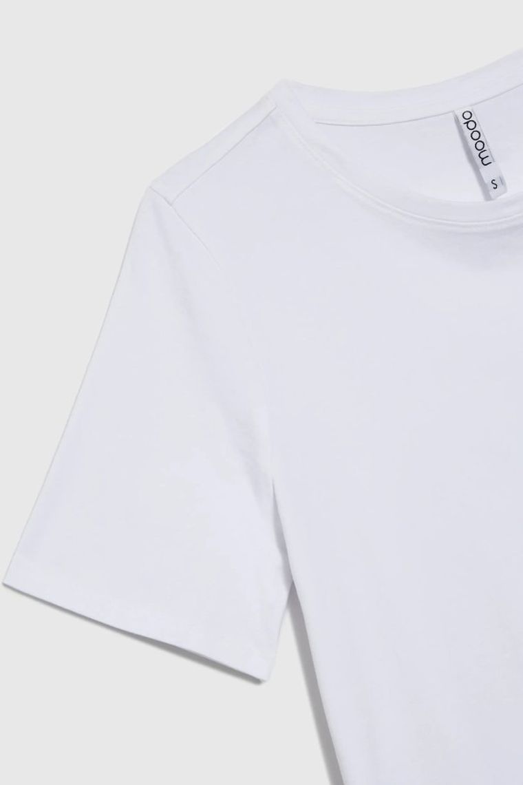 Bluzka damska z krótkim rękawem, biała, Moodo