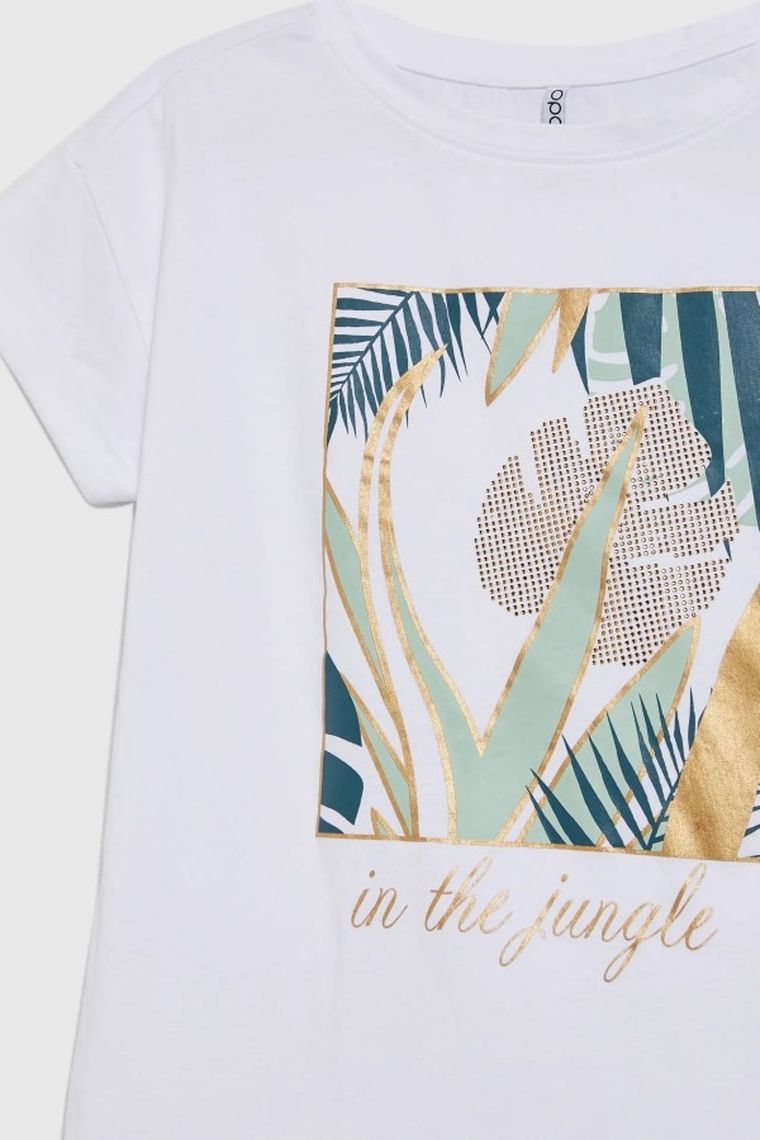 Bluzka damska z krótkim rękawem, biała, Moodo