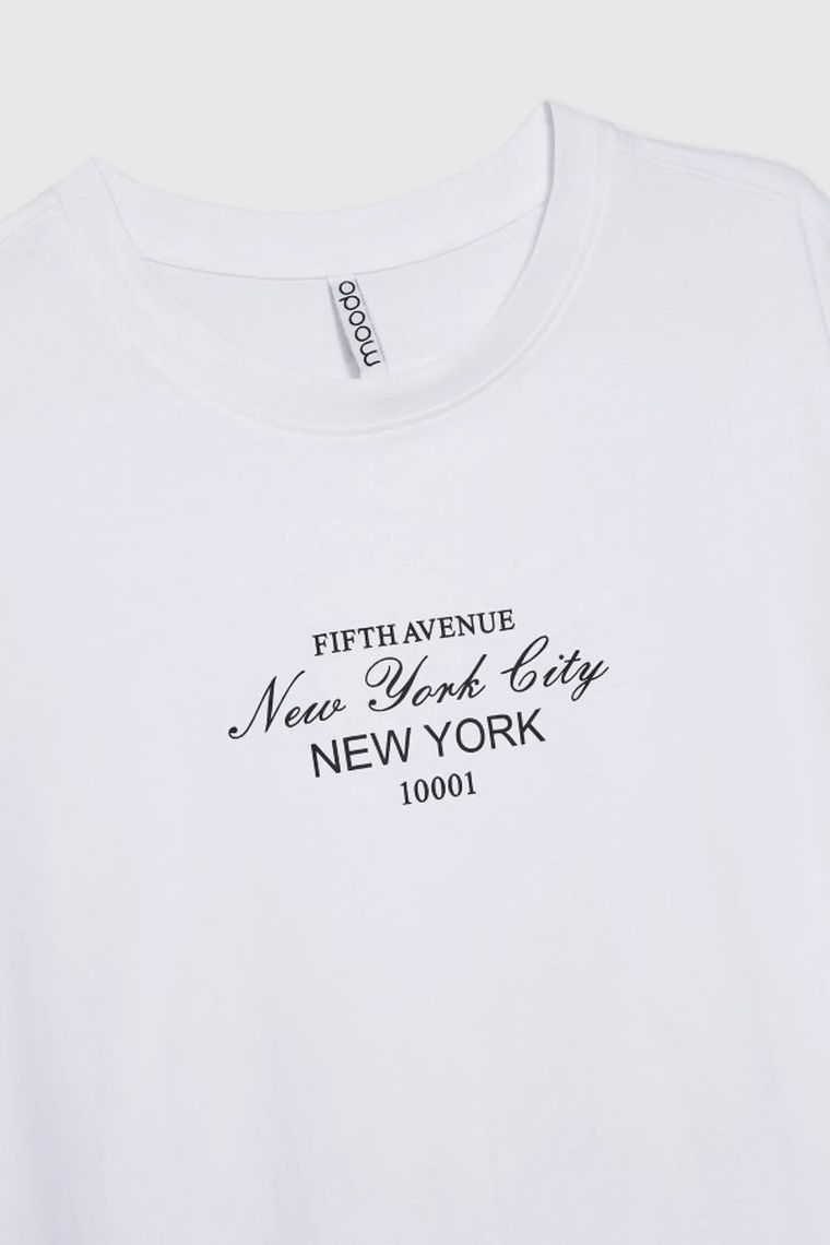 Bluzka damska z krótkim rękawem, biała, Moodo