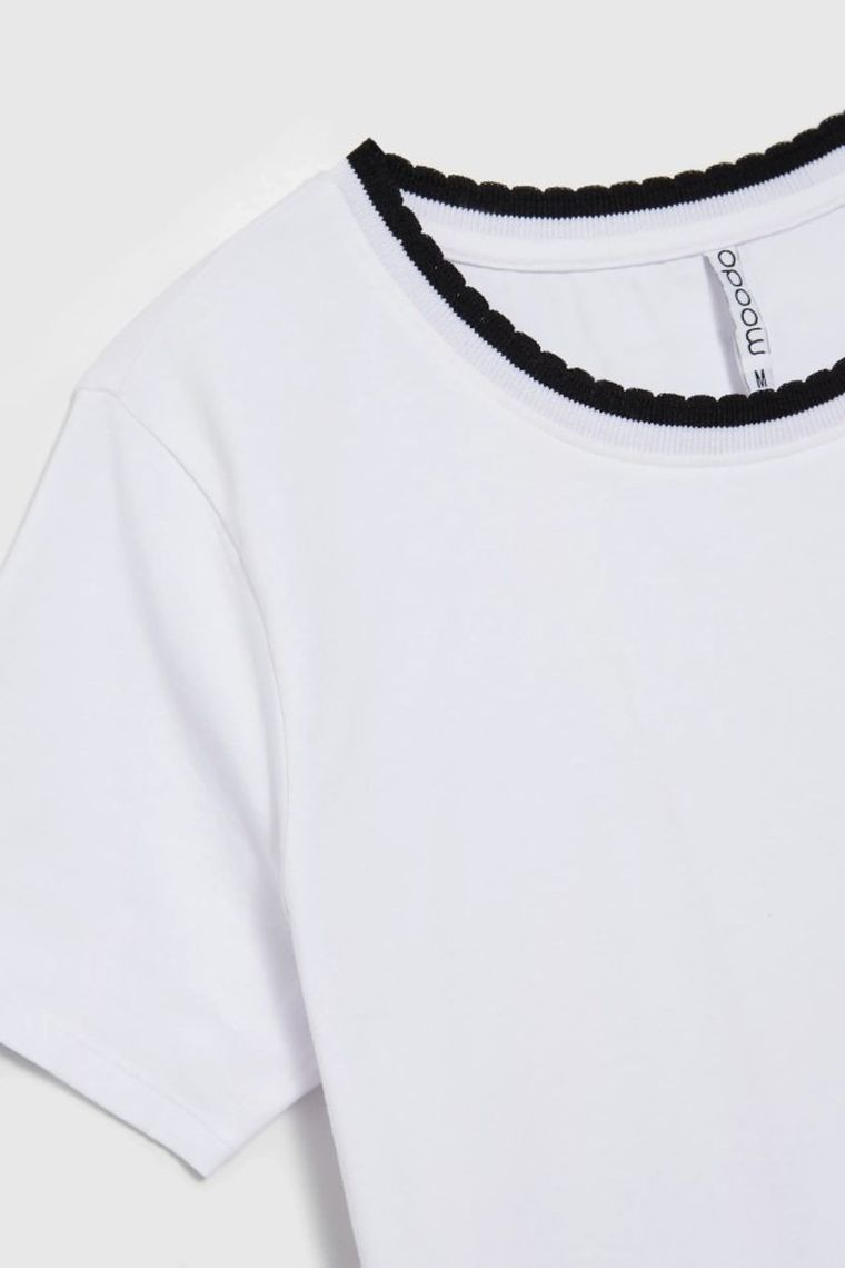 Bluzka damska z krótkim rękawem, biała, Moodo