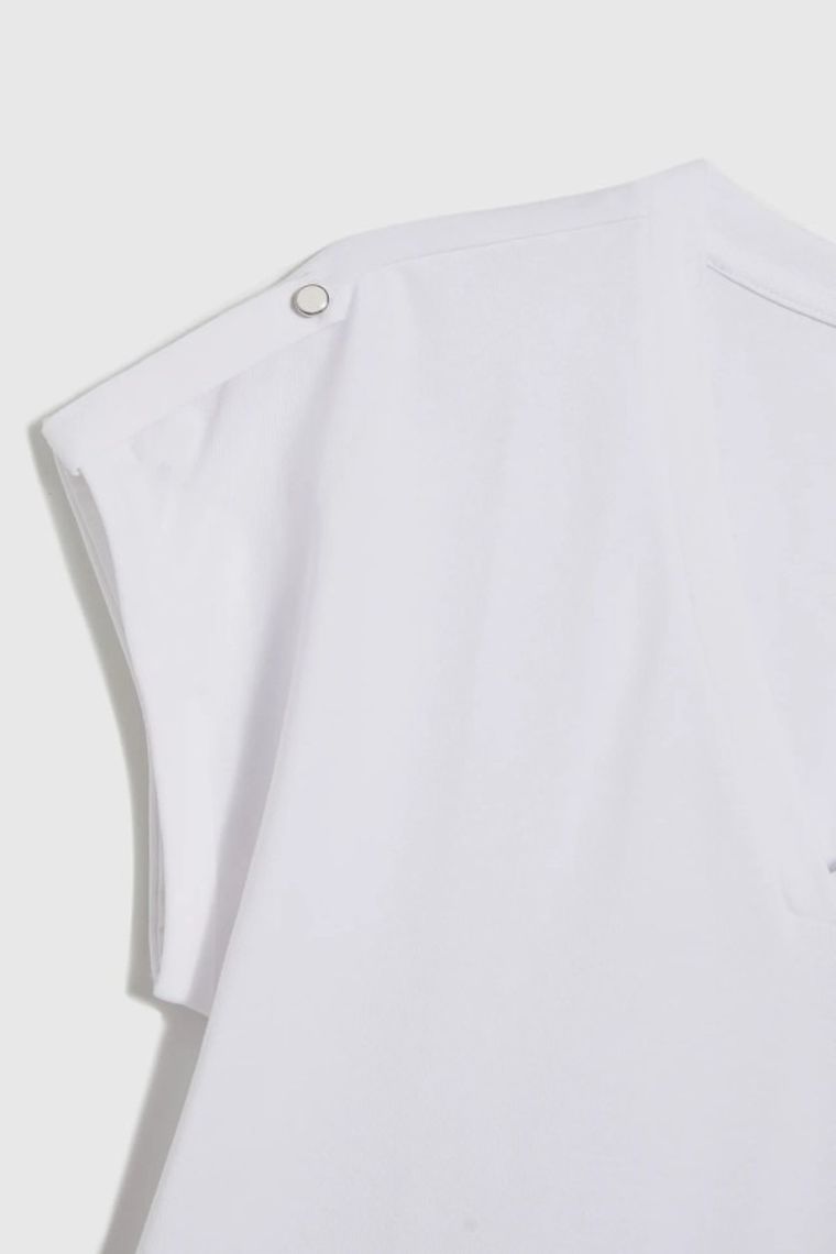 Bluzka damska z krótkim rękawem, biała, Moodo