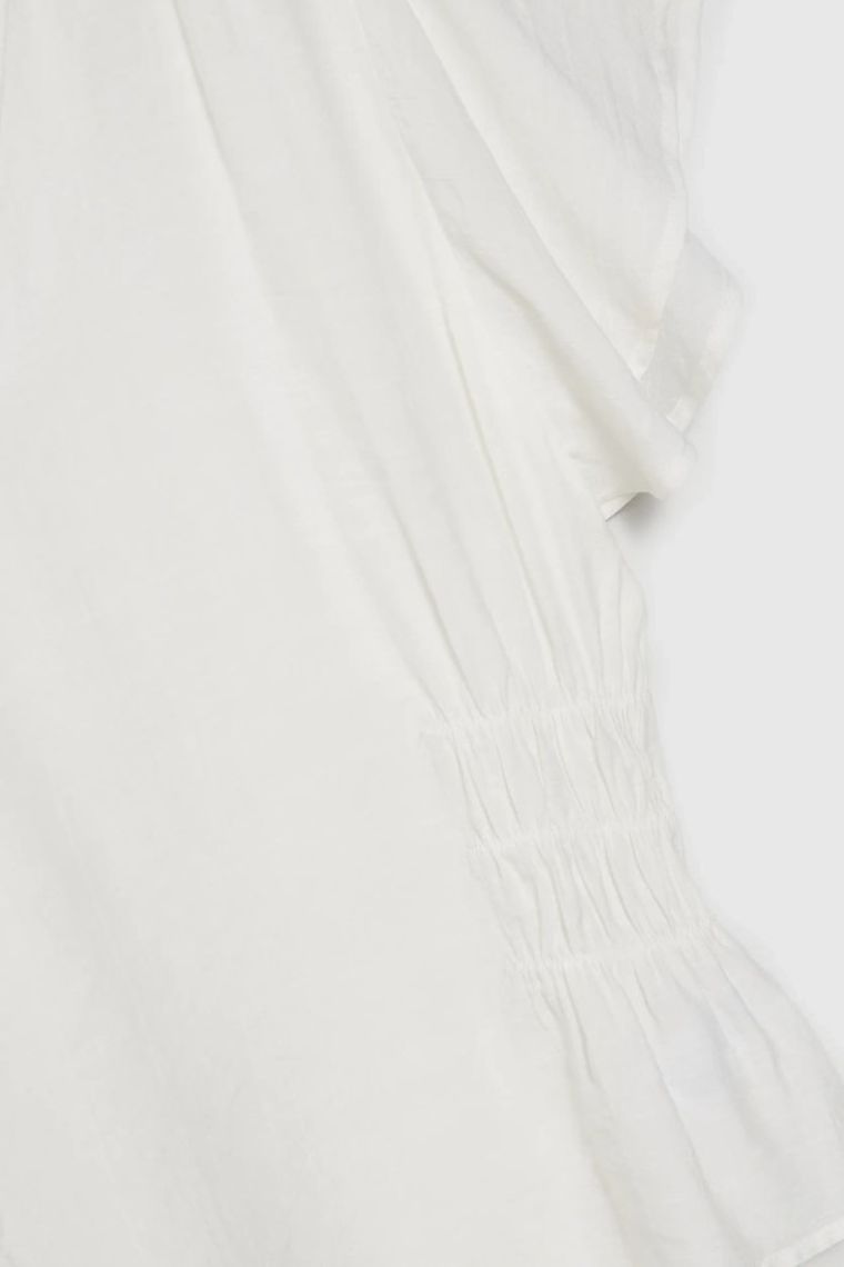 Bluzka damska z krótkim rękawem, biała, Moodo