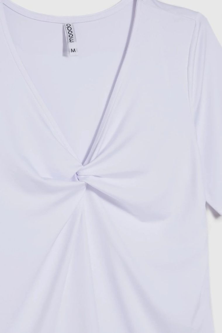 Bluzka damska z krótkim rękawem, biała, Moodo