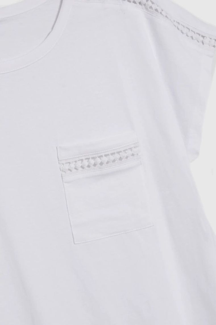 Bluzka damska z krótkim rękawem, biała, Moodo