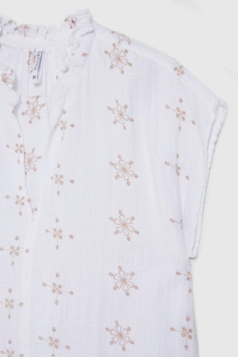 Bluzka damska z krótkim rękawem, biała, Moodo