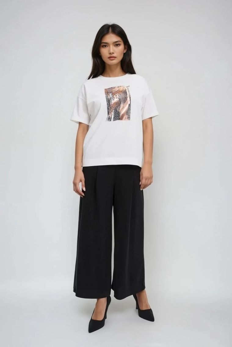 Bluzka damska z krótkim rękawem, biała, Moodo