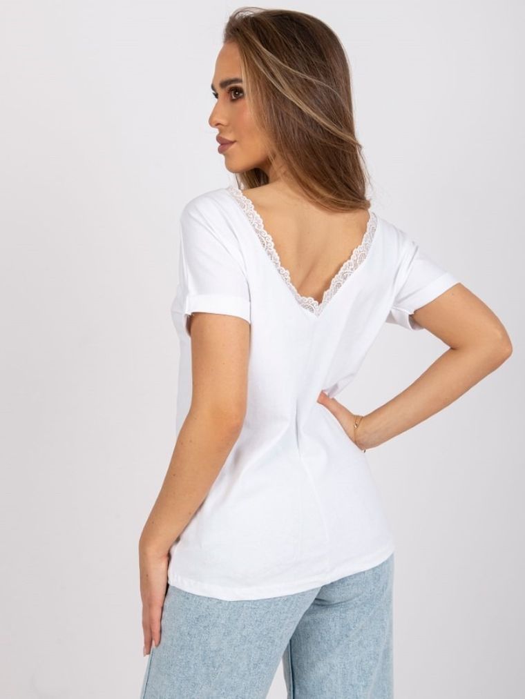 Bluzka damska z krótkim rękawem, biała, Rue Paris