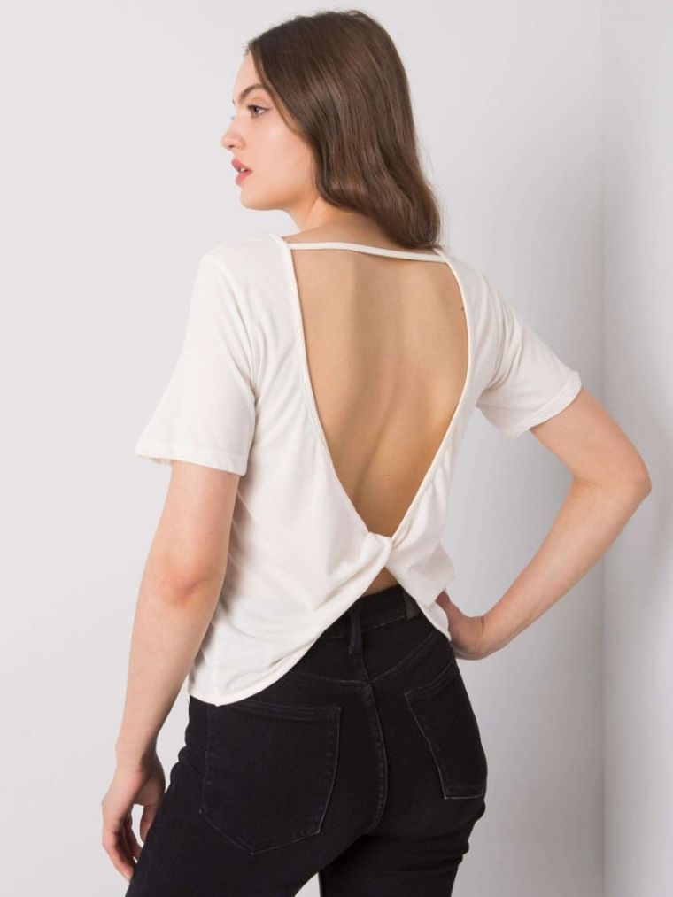 Bluzka damska z krótkim rękawem, biała, Rue Paris