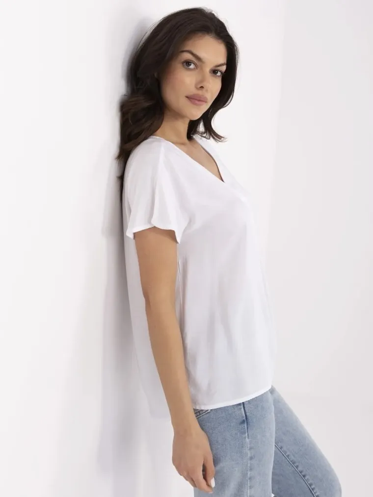 Bluzka damska z krótkim rękawem, biała, Sublevel
