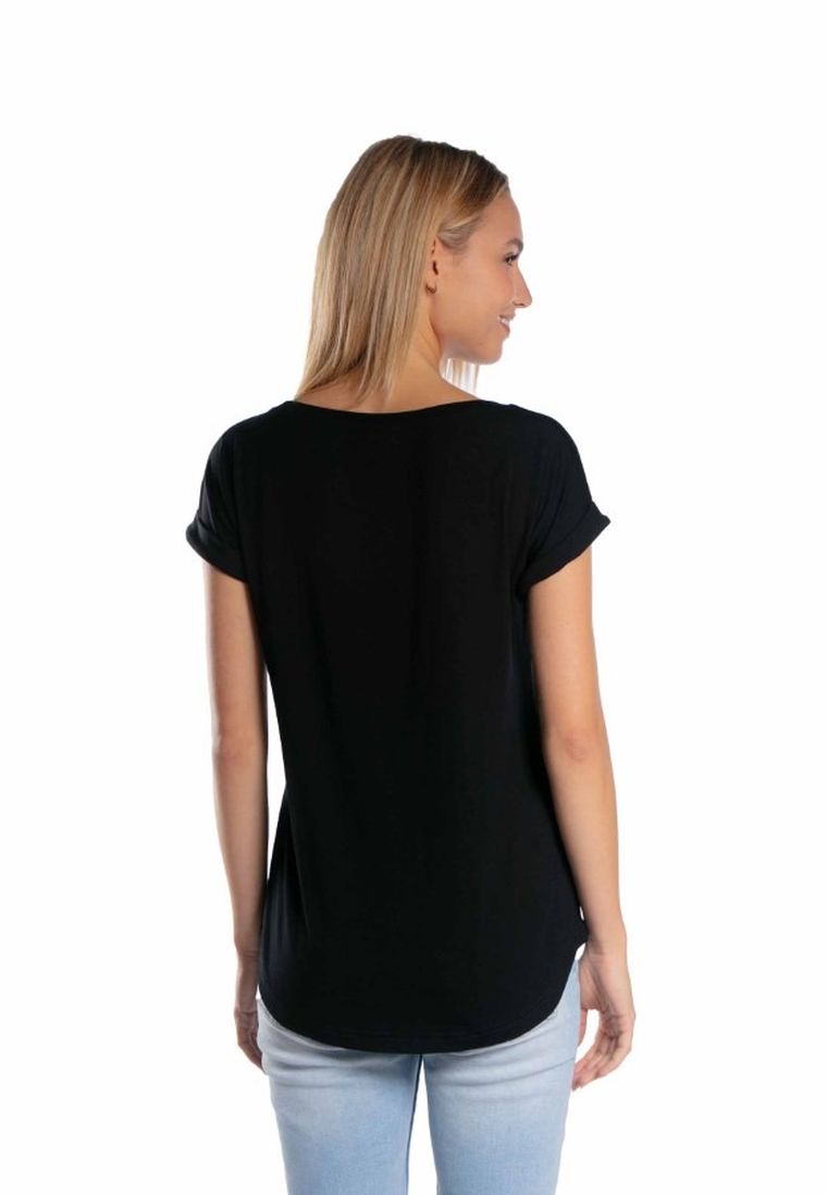 Bluzka damska z krótkim rękawem, czarna, Golden Queen