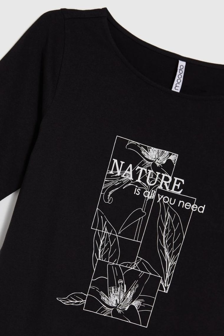 Bluzka damska z krótkim rękawem, czarna, Moodo