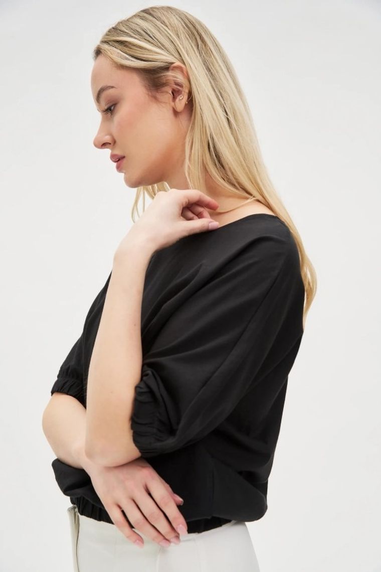 Bluzka damska z krótkim rękawem, czarna, Moodo