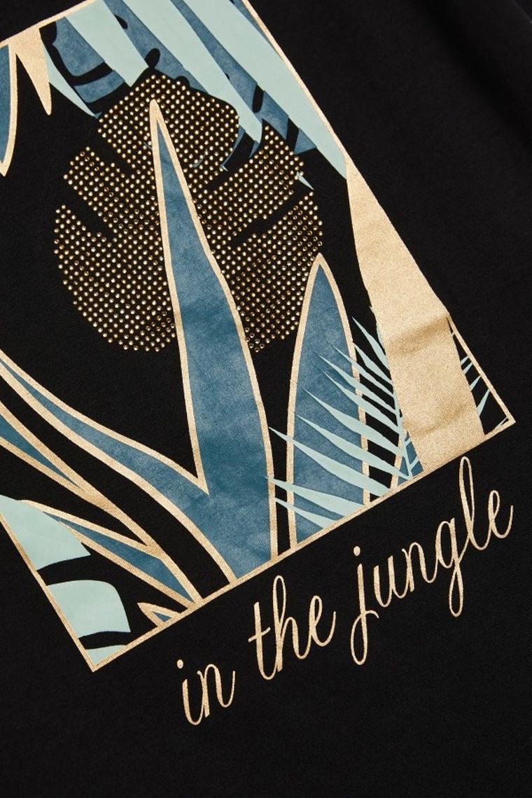 Bluzka damska z krótkim rękawem, czarna, Moodo